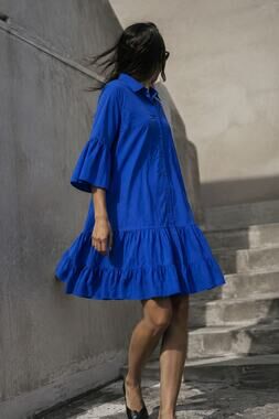 Caliban Blue Mini Shirt Dress Women's Sz. 42 (US M)